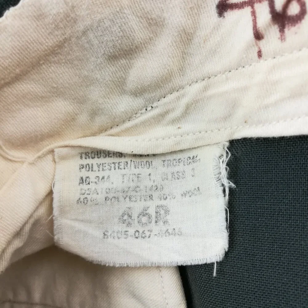 Vintage US Army Tropical Trousers - 1967 Vietnam War AG 344 Class 3 Pants 44x30